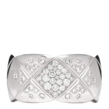 Chanel 18K White Gold Diamond Large Coco Crush Ring 52 6 1 of 5