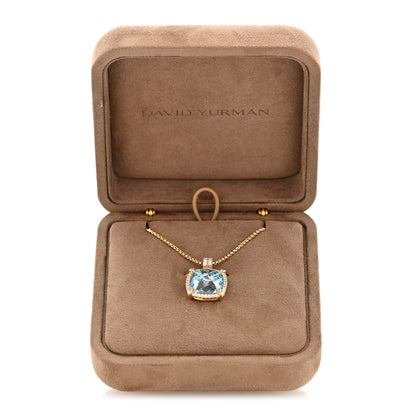 David Yurman 18K Yellow Gold Diamond Blue Topaz 14mm Chatelaine Pendant Necklace 6 of 6