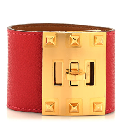 Hermes Epsom Kelly Extreme Dog Bracelet S Rouge Casaque 1 of 5