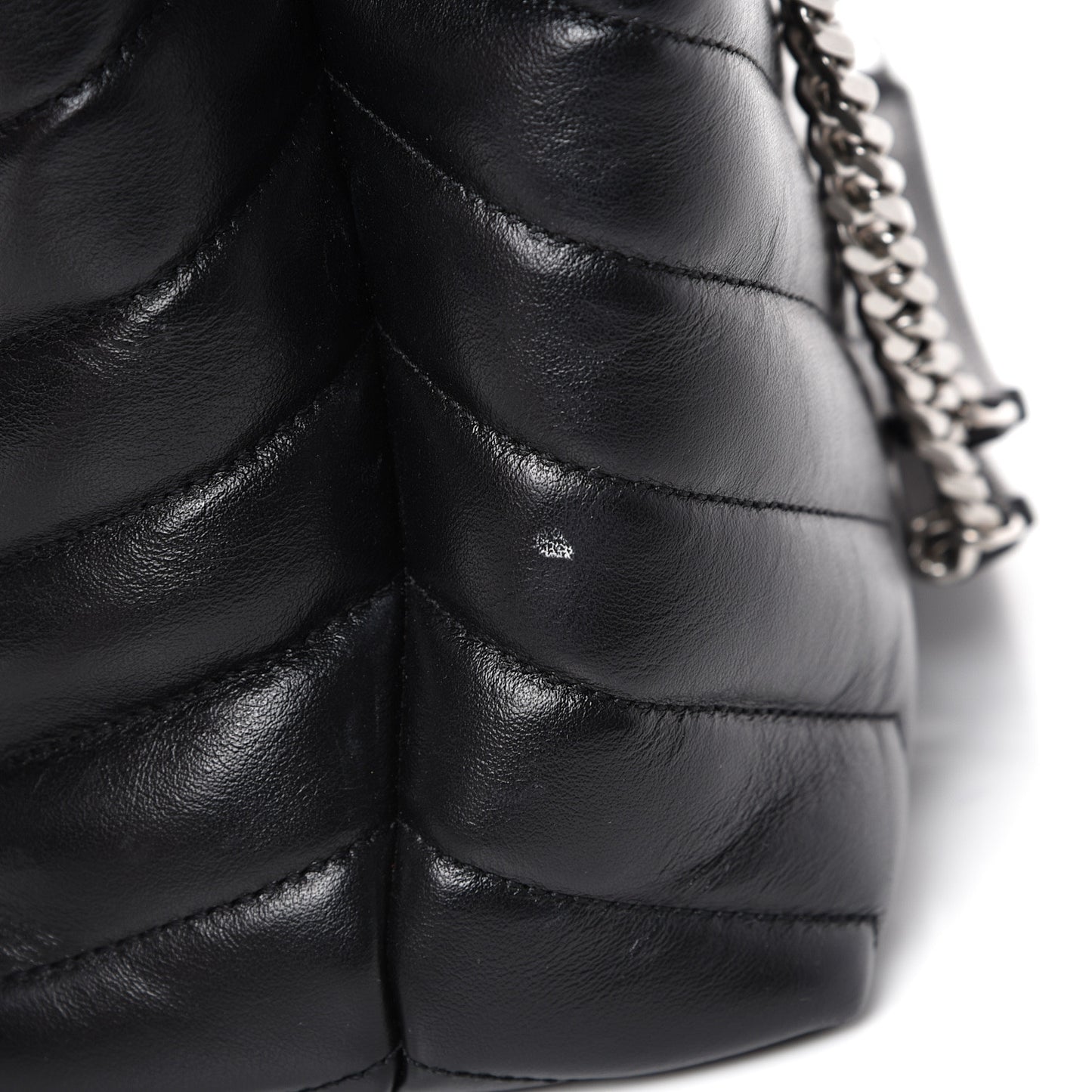 Calfskin Y Quilted Monogram Medium Loulou Chain Satchel Black