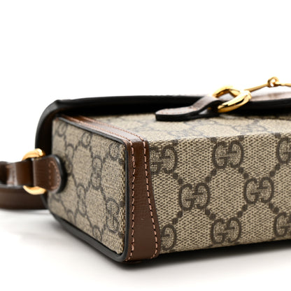 Gucci GG Supreme Monogram Mini Horsebit 1955 Shoulder Bag Beige Brown Sugar 9 of 12
