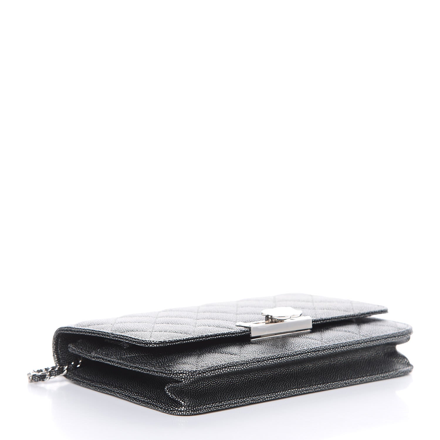 Chanel Metallic Caviar Quilted Golden Class Wallet On Chain WOC Dark Grey 4 of 11