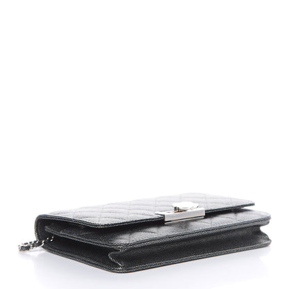 Chanel Metallic Caviar Quilted Golden Class Wallet On Chain WOC Dark Grey 4 of 11