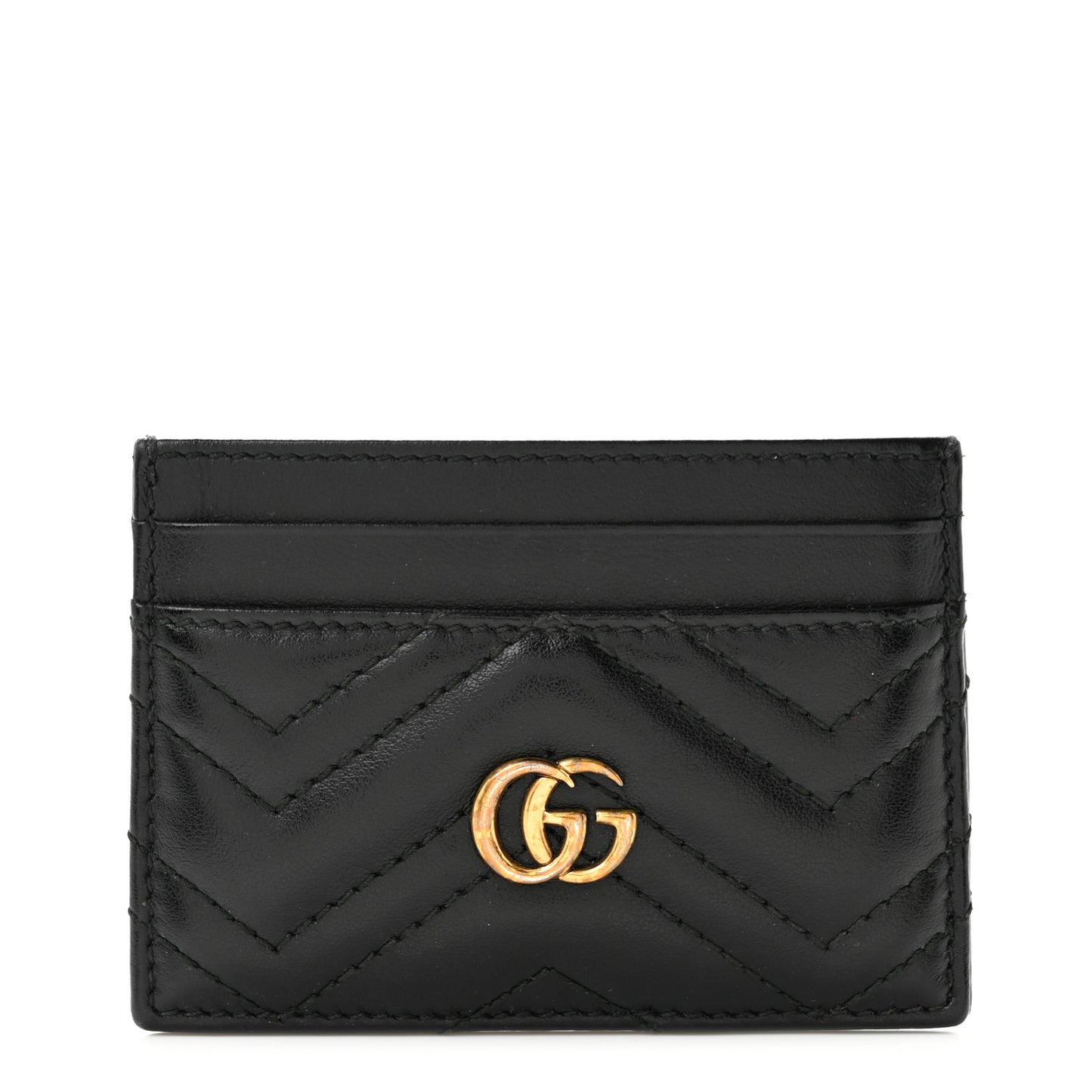 Calfskin Matelasse GG Marmont Card Holder Black