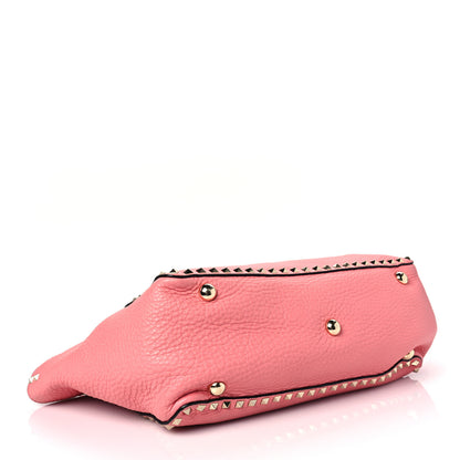 Valentino Garavani Pebbled Calfskin Medium Rockstud Tote Paradise Rose 4 of 7