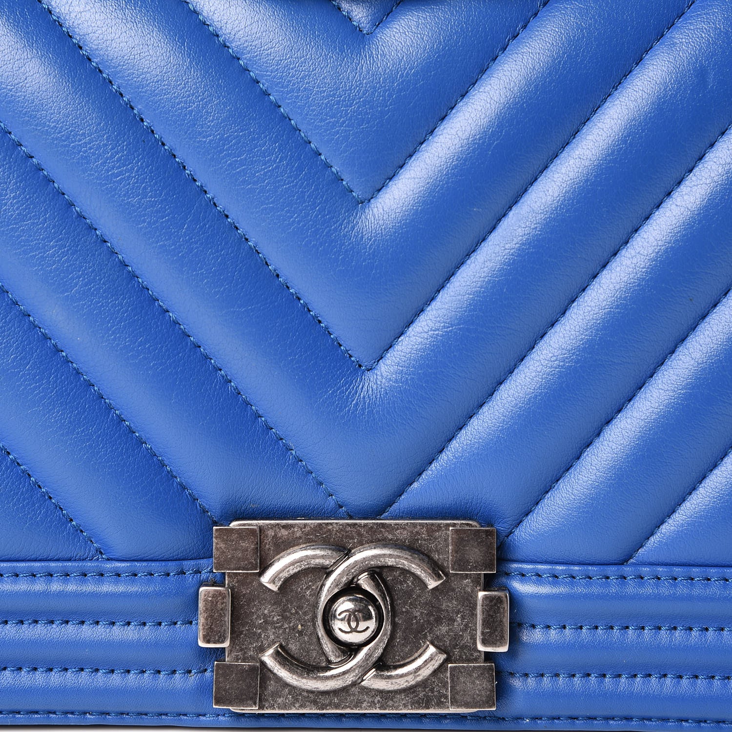 Chanel Calfskin Chevron Quilted Medium Boy Flap Blue 8 of 15