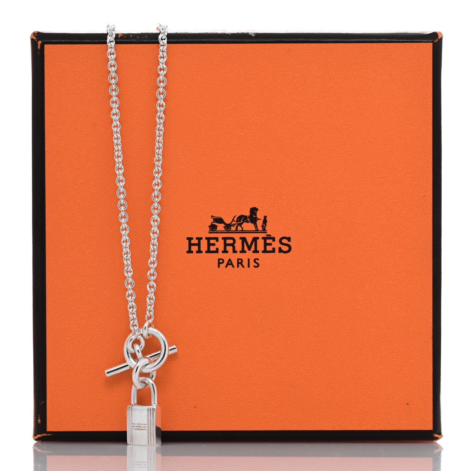 Hermes Sterling Silver Cadenas Kelly Lock Pendant Necklace 6 of 6