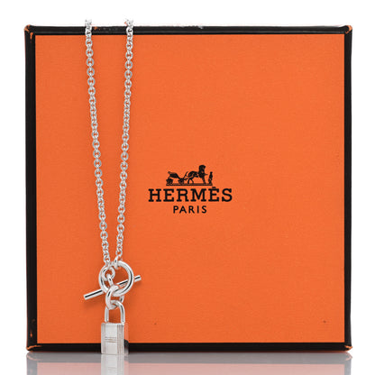 Hermes Sterling Silver Cadenas Kelly Lock Pendant Necklace 6 of 6