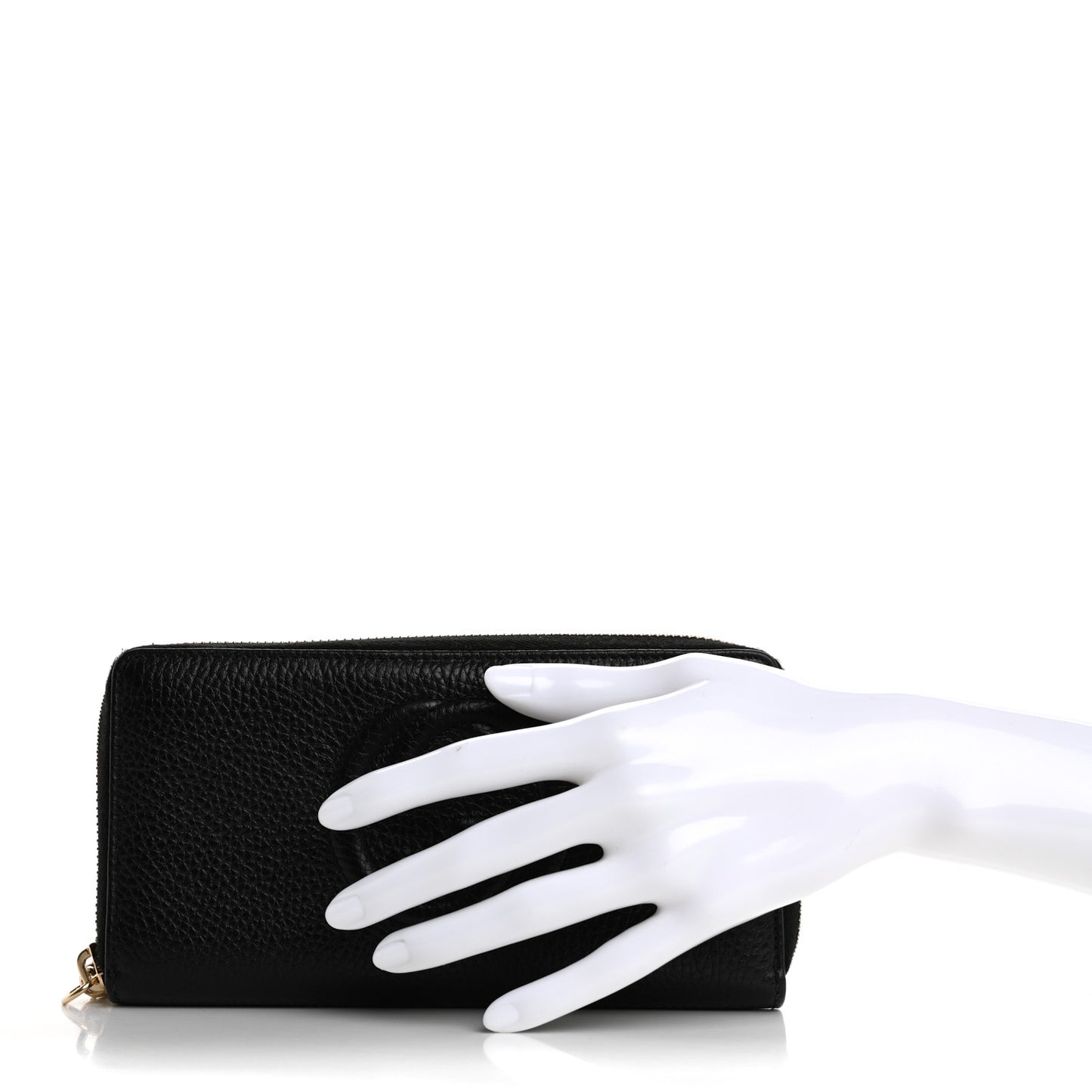 Pebbled Calfskin Soho Zip Around Wallet Black