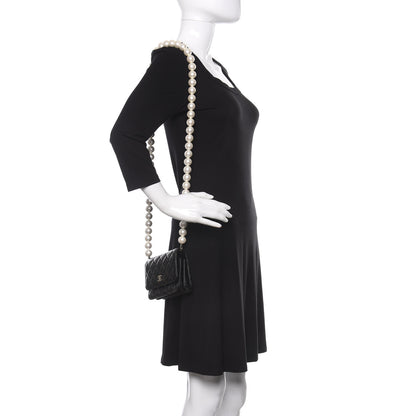 Chanel Calfskin Quilted Mini Maxi Pearls Wallet On Chain WOC Black 2 of 11
