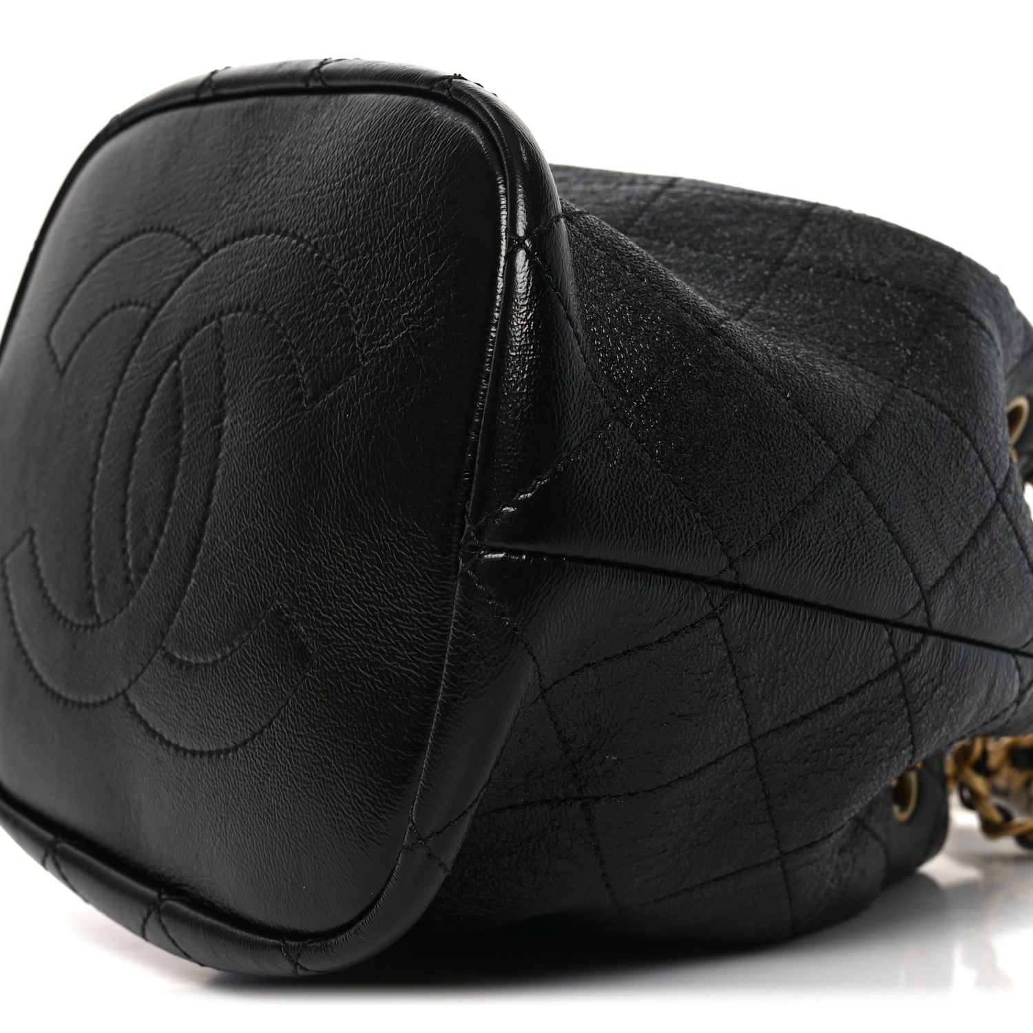 Chanel Shiny Lambskin Quilted Fashion Therapy Bucket Drawstring Bag Black 10 of 10