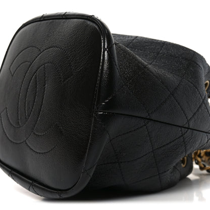 Chanel Shiny Lambskin Quilted Fashion Therapy Bucket Drawstring Bag Black 10 of 10