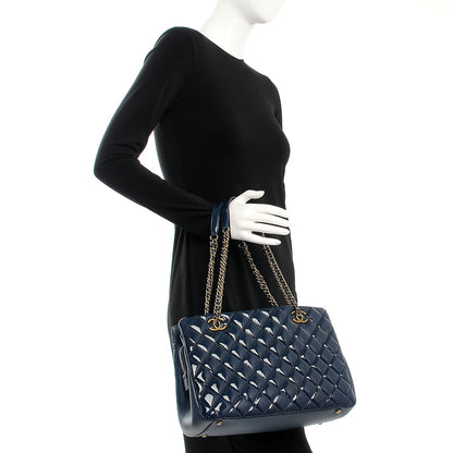 Chanel Patent Goatskin Quilted Small CC Eyelet Tote Blue 2 of 7