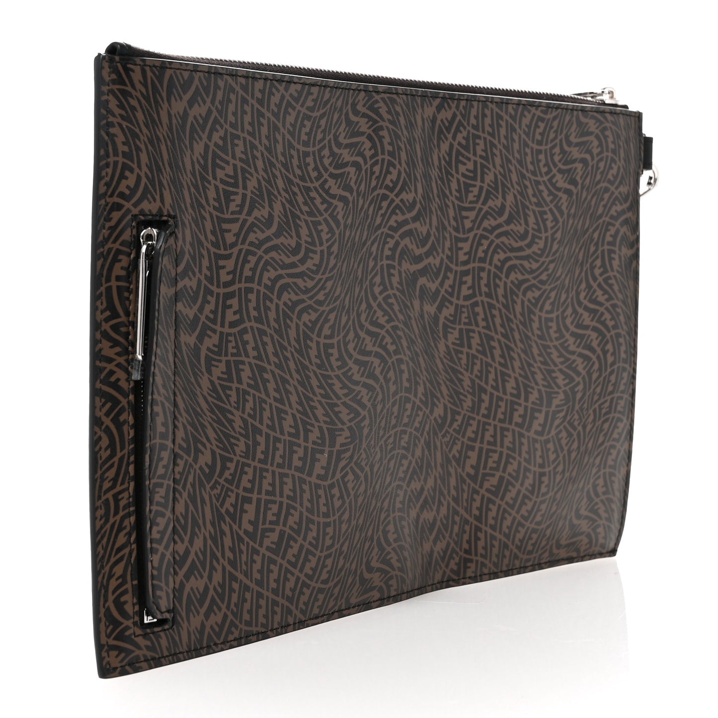 X SARAH COLEMAN Vitello Grace Light Micro FF Vertigo Embossed Flat Clutch Maya Black