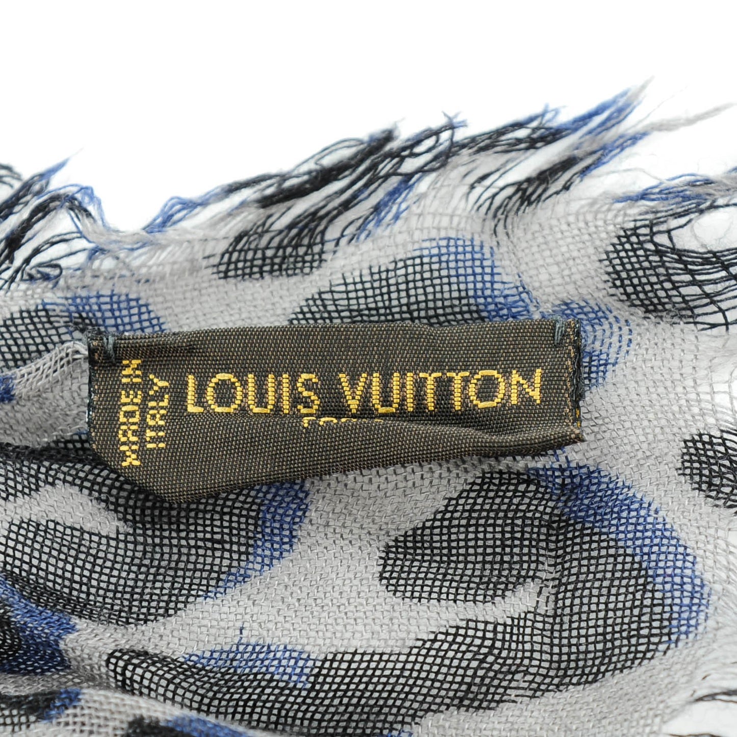 Cashmere Silk Leopard Stole Blue