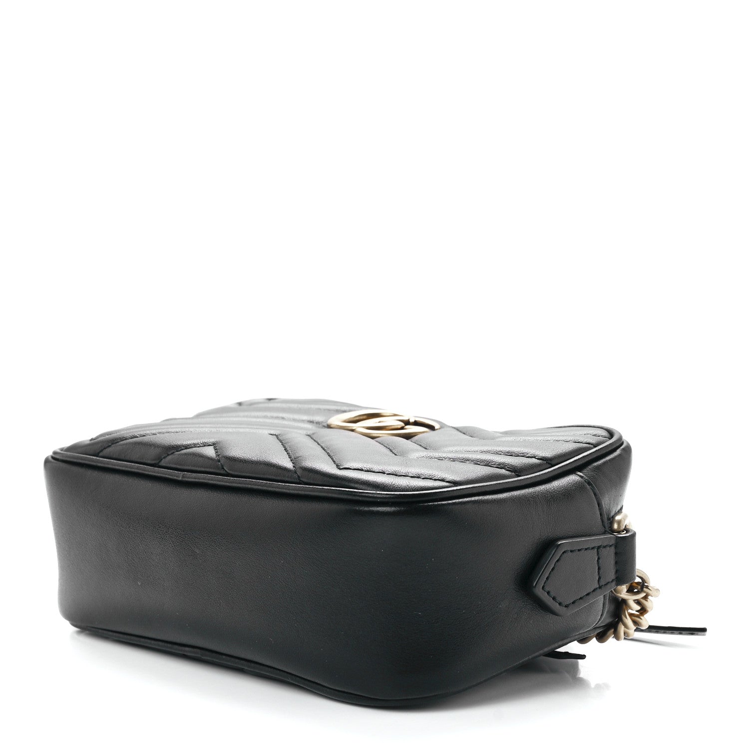 Gucci Calfskin Matelasse Mini GG Marmont Chain Shoulder Bag Black 10 of 12