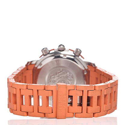 Hermes Stainless Steel Rubber 39mm Clipper Chronograph Quartz Watch Orange 4 of 11