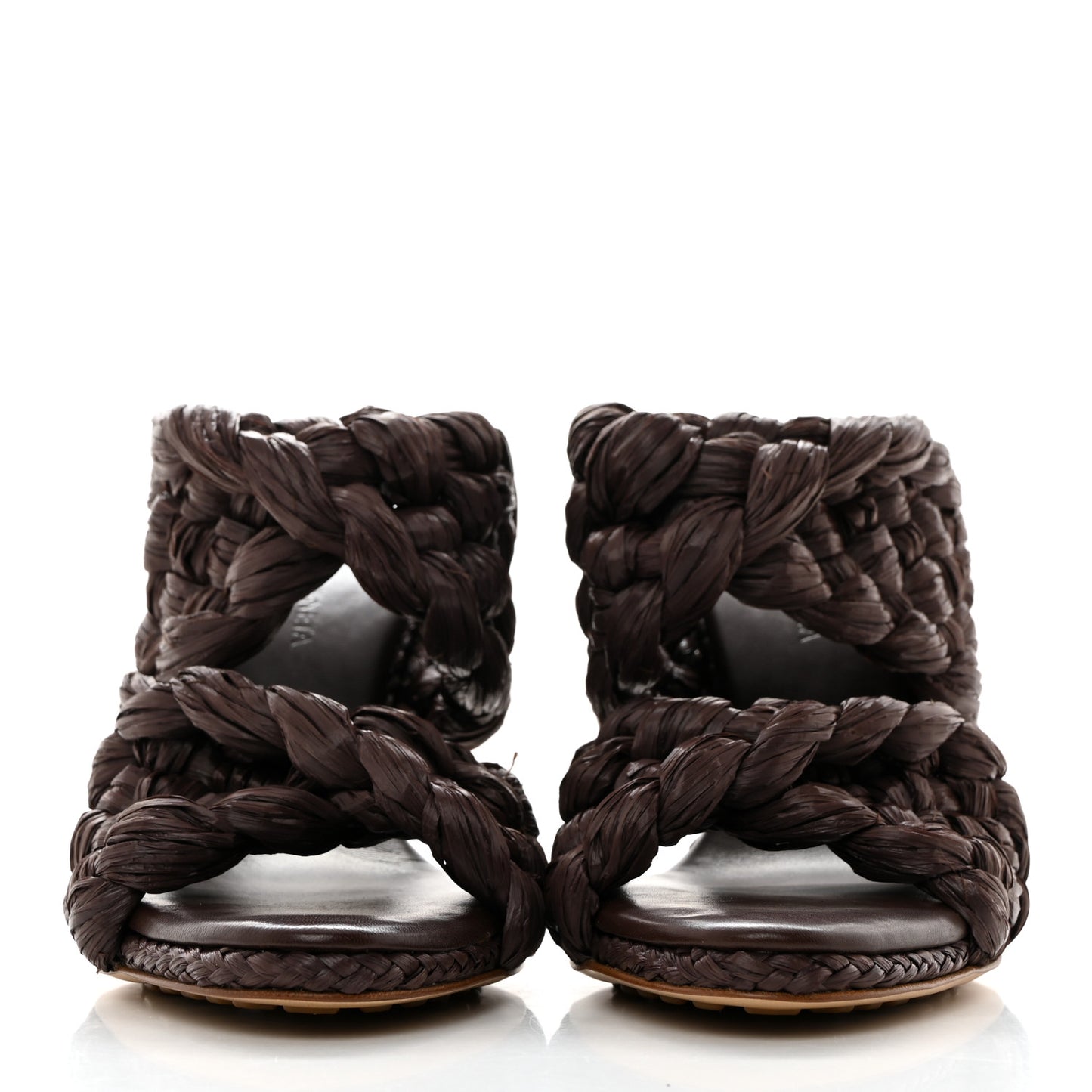 Nappa Twisted Intrecciato Raffia Slide Sandals 35.5 Bitter Chocolate