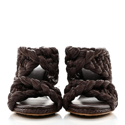 Bottega Veneta Nappa Twisted Intrecciato Raffia Slide Sandals 35.5 Bitter Chocolate 2 of 7