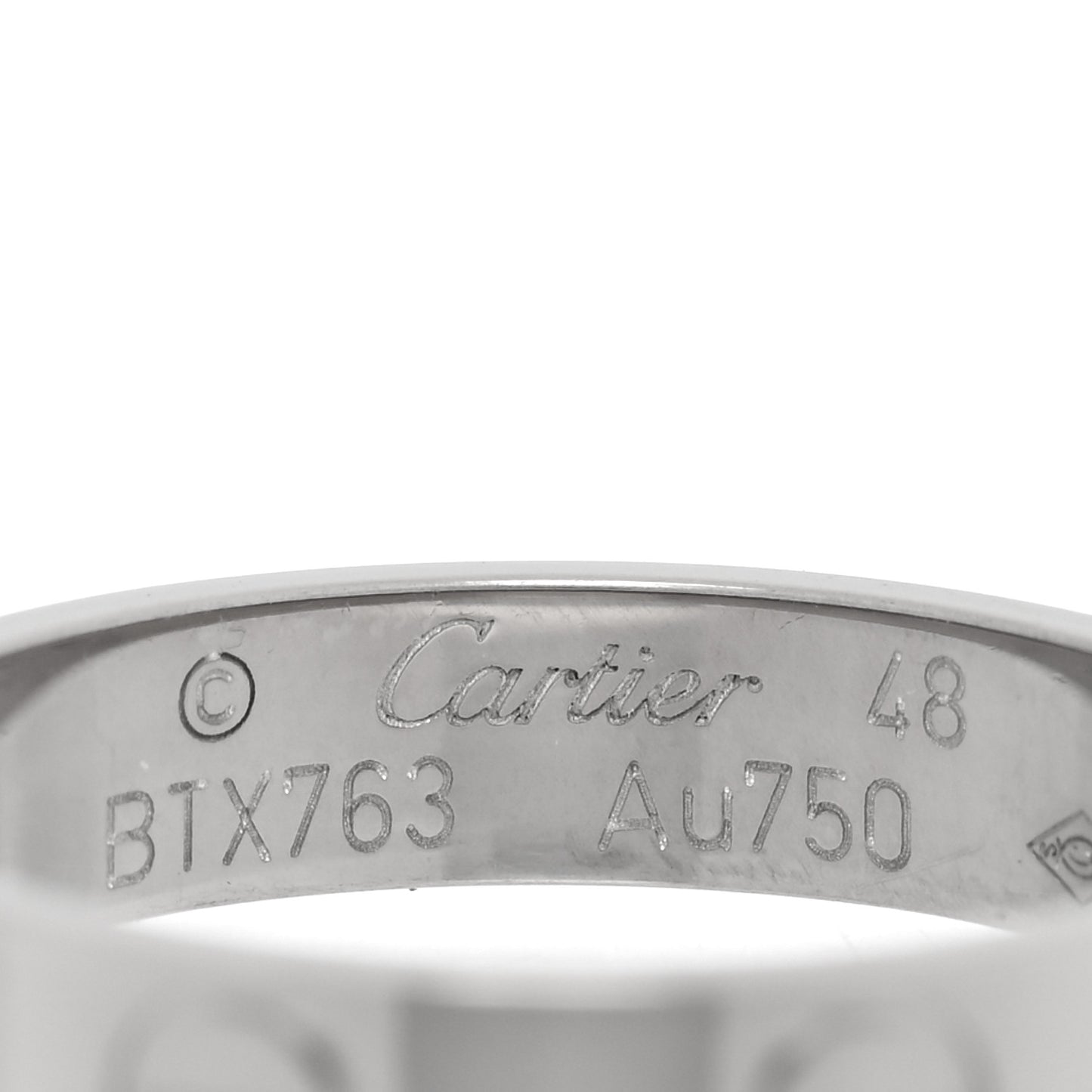 18K White Gold 3.5mm LOVE Wedding Band Ring 48 4.5