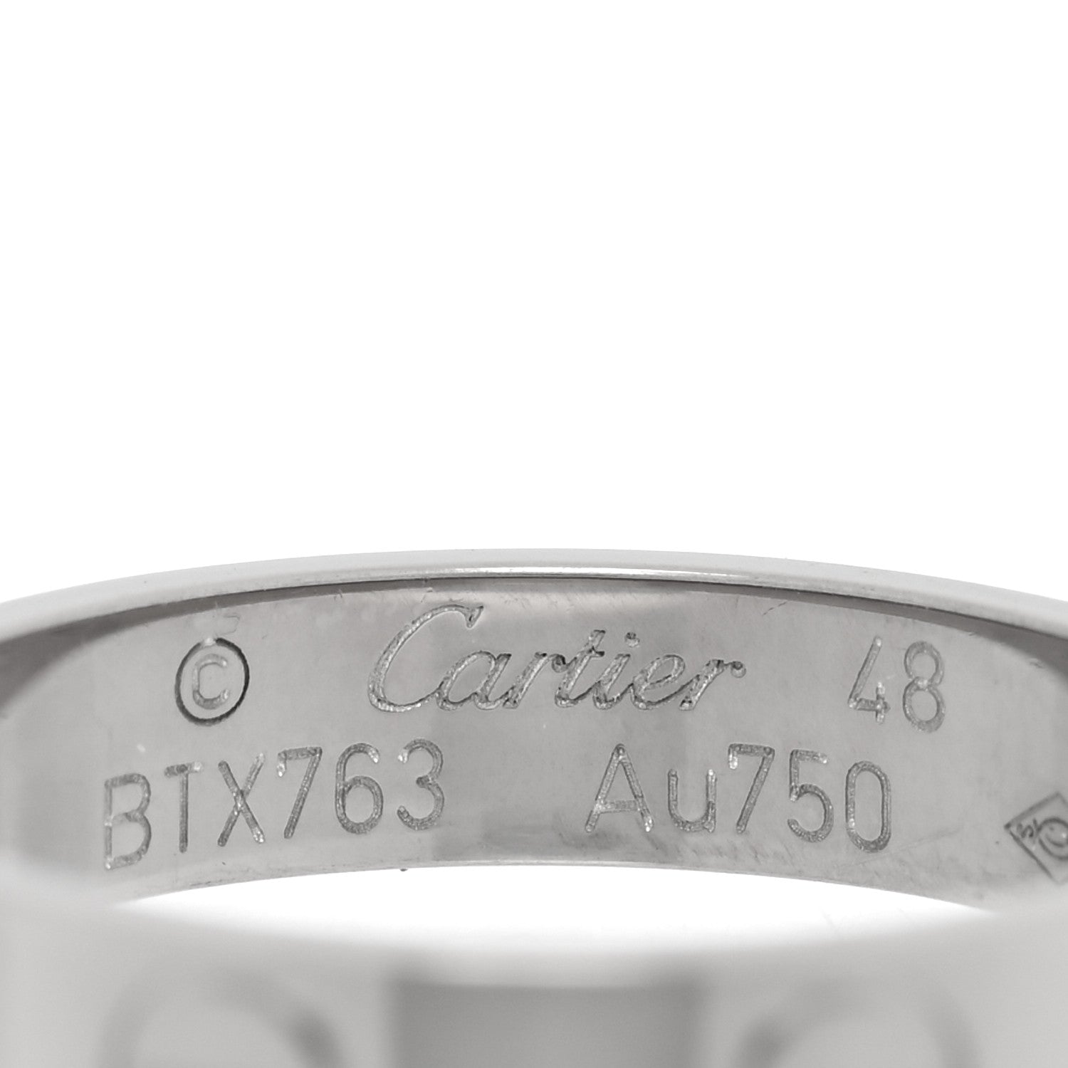 Cartier 18K White Gold 3.5mm LOVE Wedding Band Ring 48 4.5 3 of 5