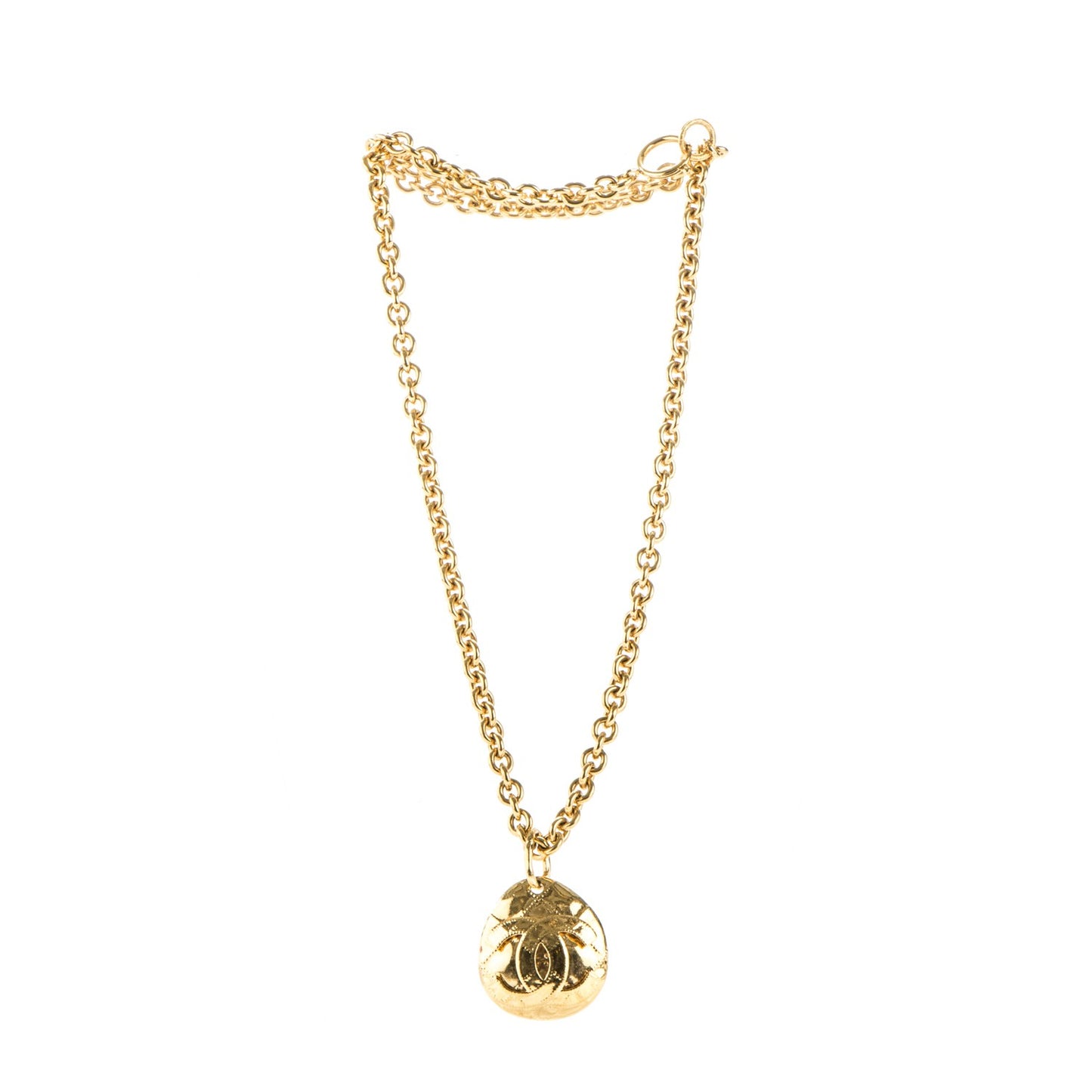 CC Medallion Long Chain Necklace Gold