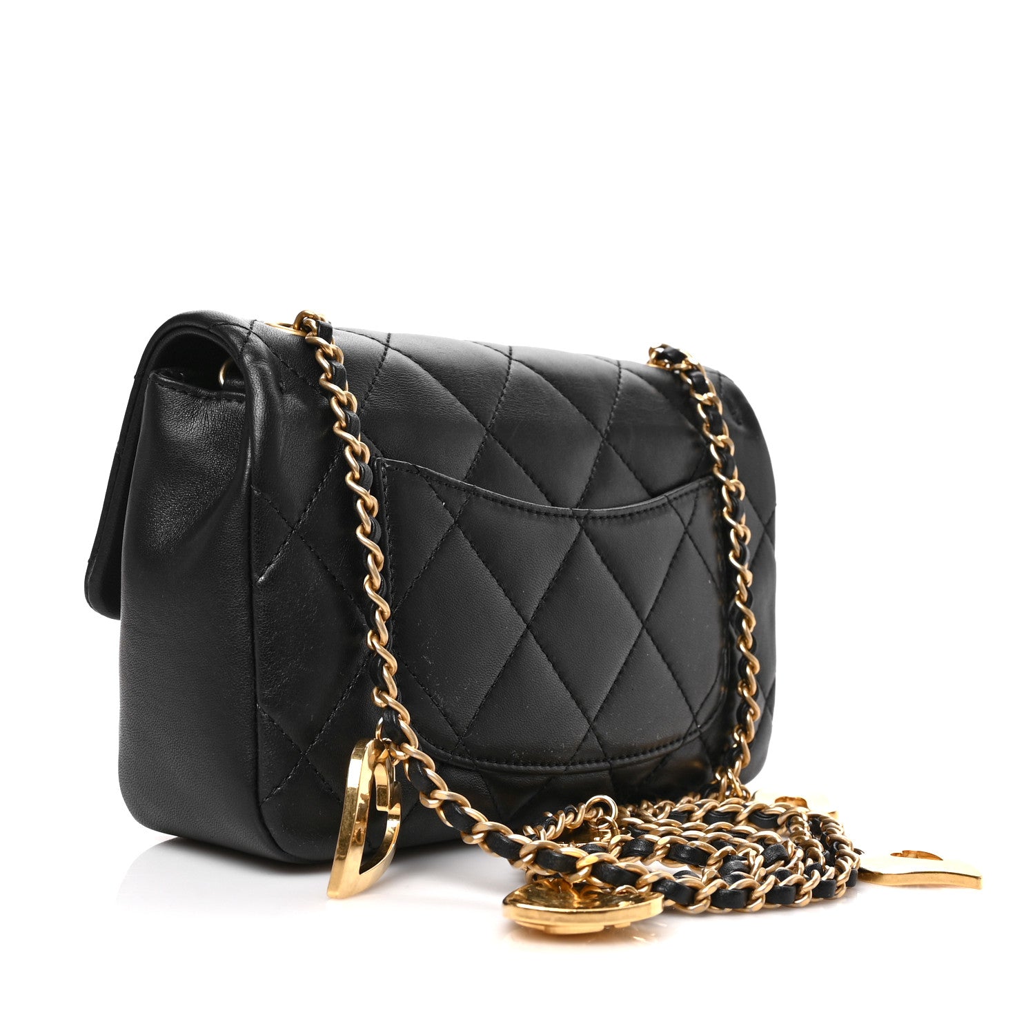 Chanel Lambskin Quilted Mini Heart Charms Flap Black 3 of 9