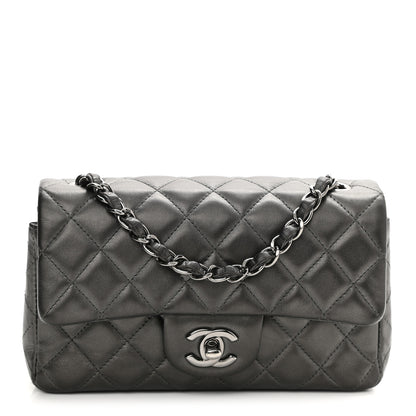 Chanel Iridescent Calfskin Quilted Mini Rectangular Flap Charcoal Grey 1 of 9