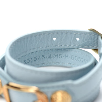 Balenciaga Agneau Giant 12 Gold Hardware Double Tour Bracelet M Bleu Dragee 5 of 5