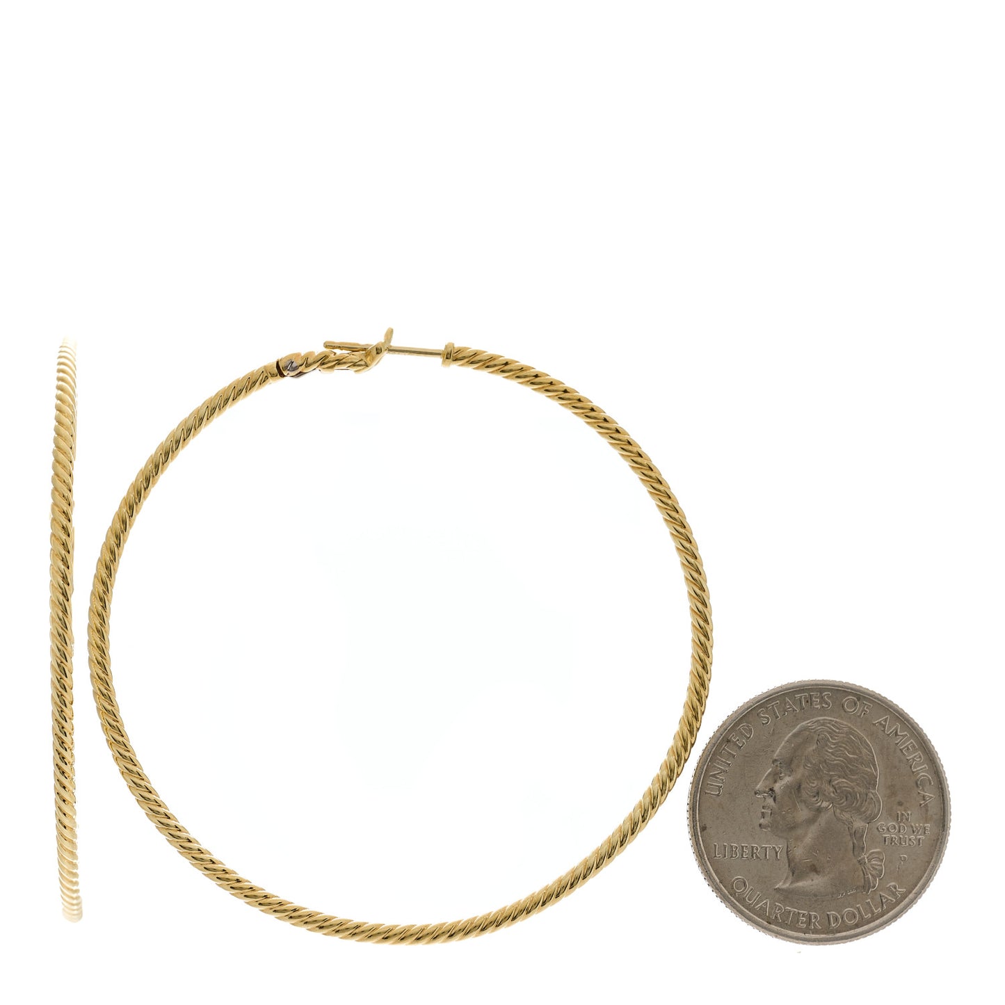 18K Yellow Gold Large Cable Classics Hoop Earrings