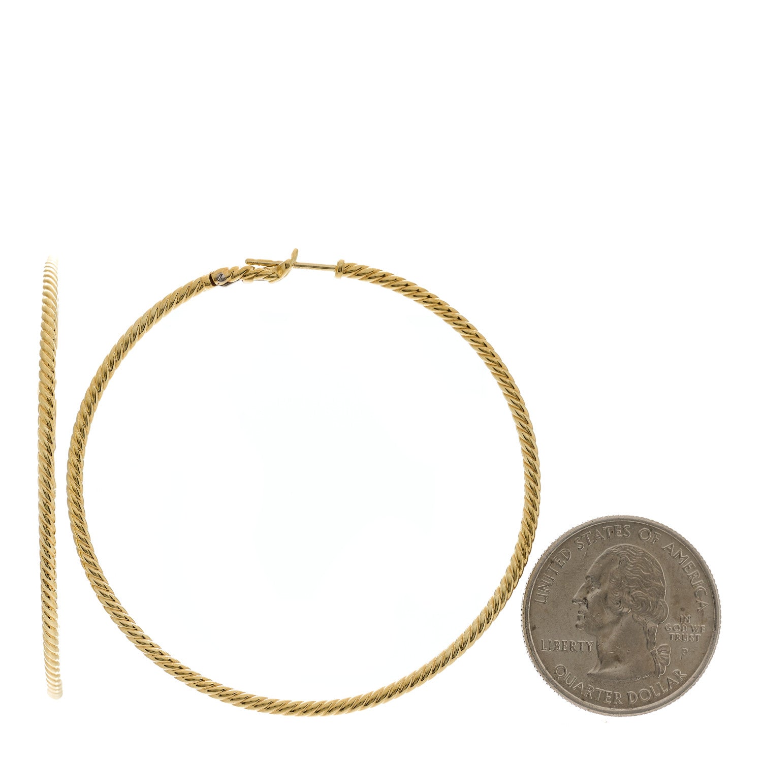 David Yurman 18K Yellow Gold Large Cable Classics Hoop Earrings 2 of 5