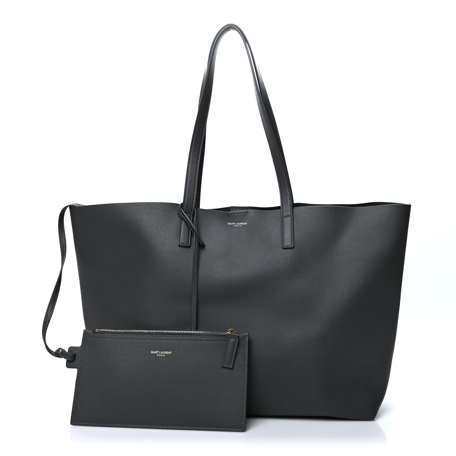 Saint Laurent Calfskin Large Shopping Tote Dark Grey 1 of 12