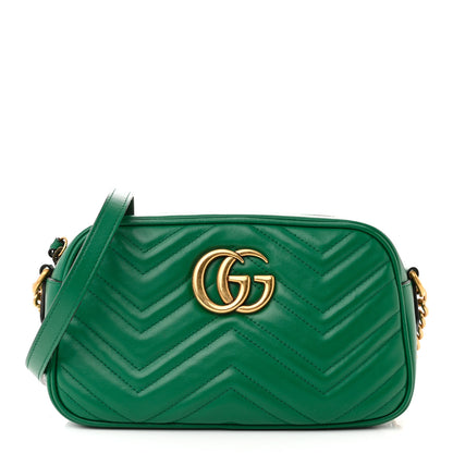 Gucci Calfskin Matelasse Small GG Marmont Chain Shoulder Bag Emerald Green 1 of 11