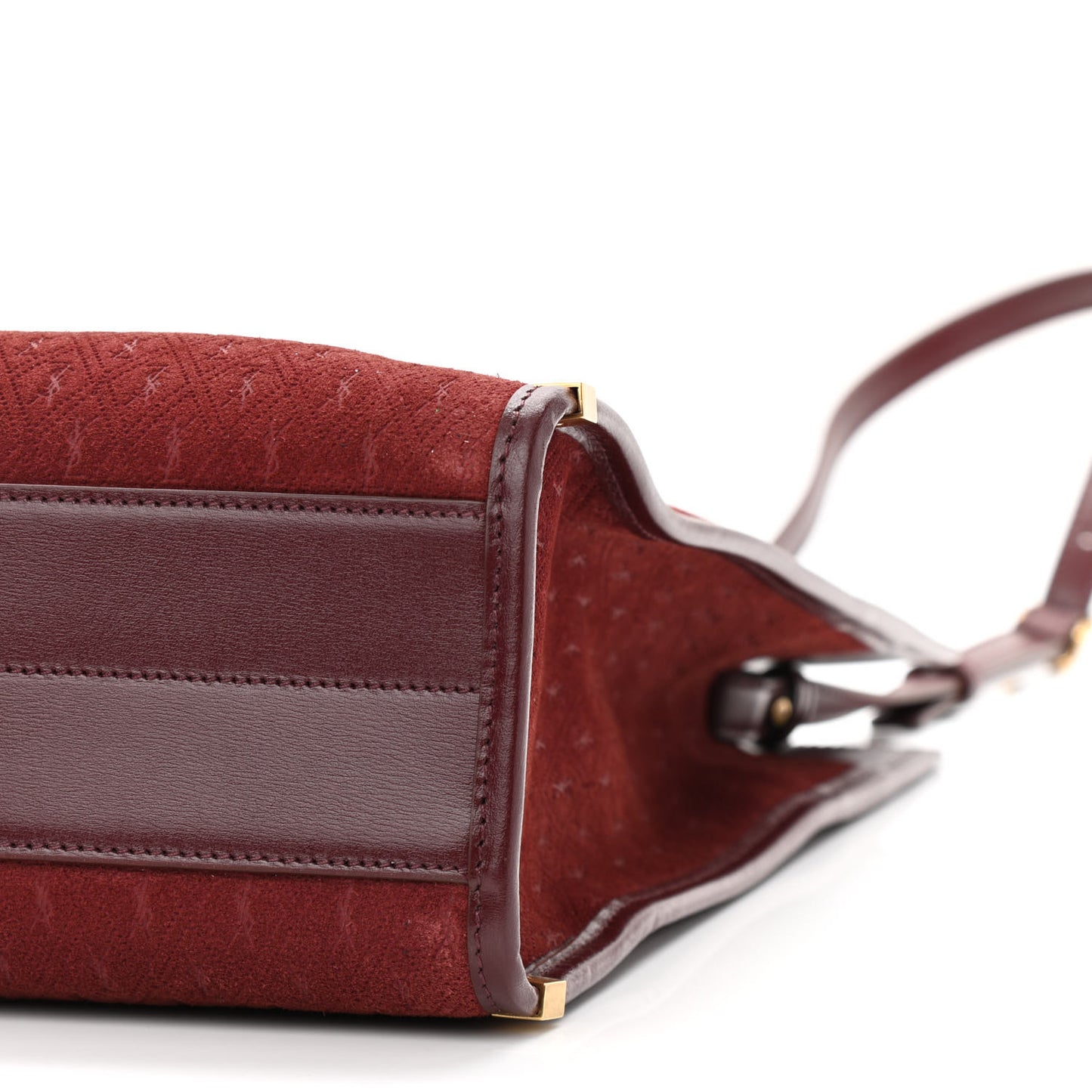 Suede All-Over Monogram Convertible Tote Red