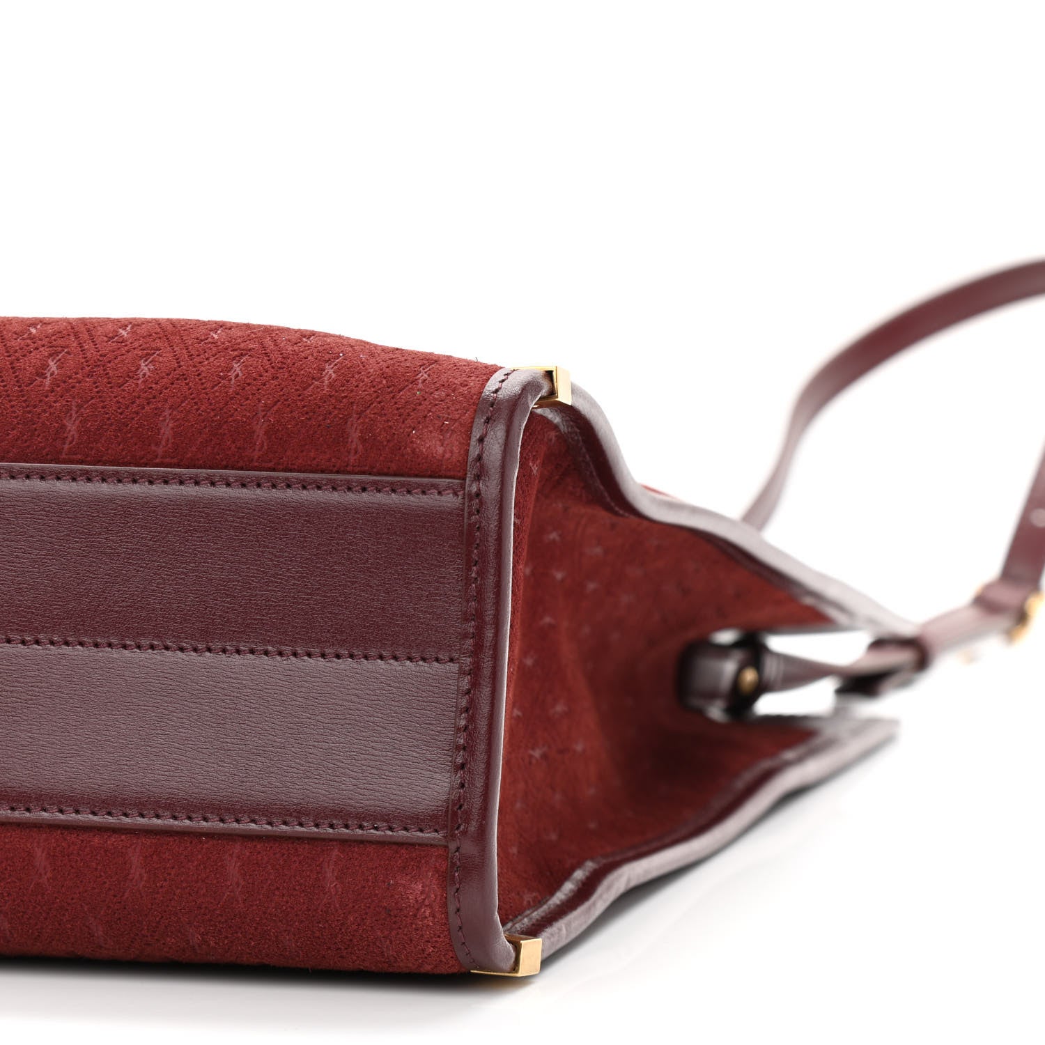 Saint Laurent Suede All-Over Monogram Convertible Tote Red 9 of 11