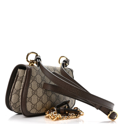 Gucci GG Supreme Monogram Textured Dollar Calfskin Mini Blondie Chain Shoulder Flap Bag Beige Ebony New Acero 3 of 10