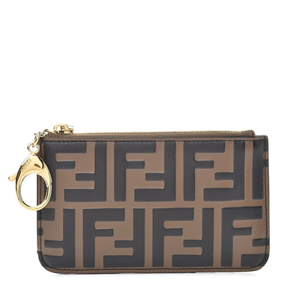 Fendi Vitello Soft F is Fendi Bi-Color FF 1974 Embossed Key Case Pouch Maya Black 1 of 8