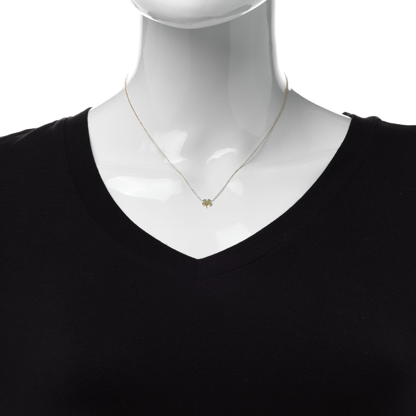 18K Yellow Gold Mini Four-Leaf Clover Necklace
