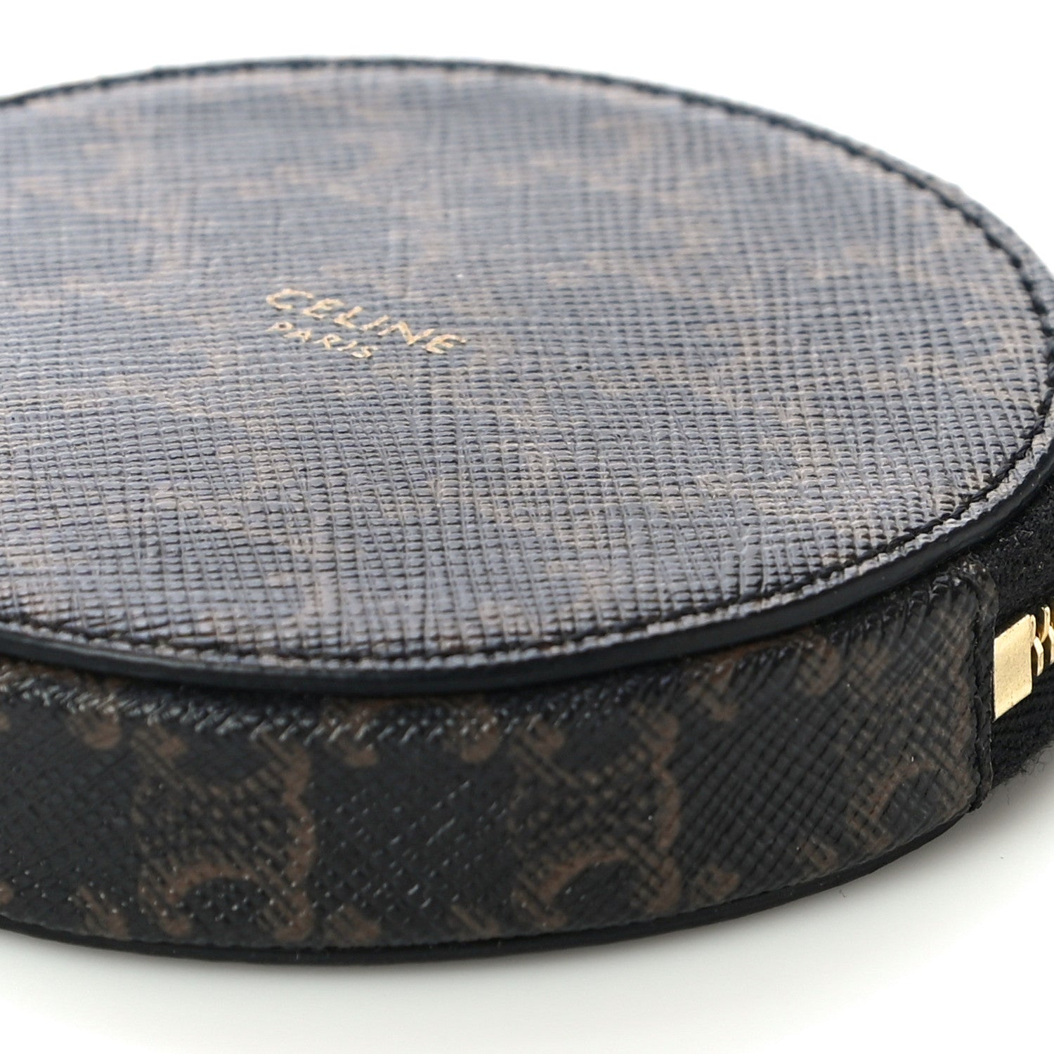 Celine Triomphe Canvas Round Zip Coin Purse 10 of 12