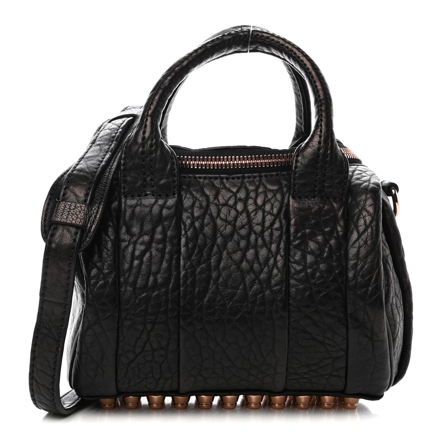 Pebbled Lambskin Mini Rockie Black Rose Gold Hardware