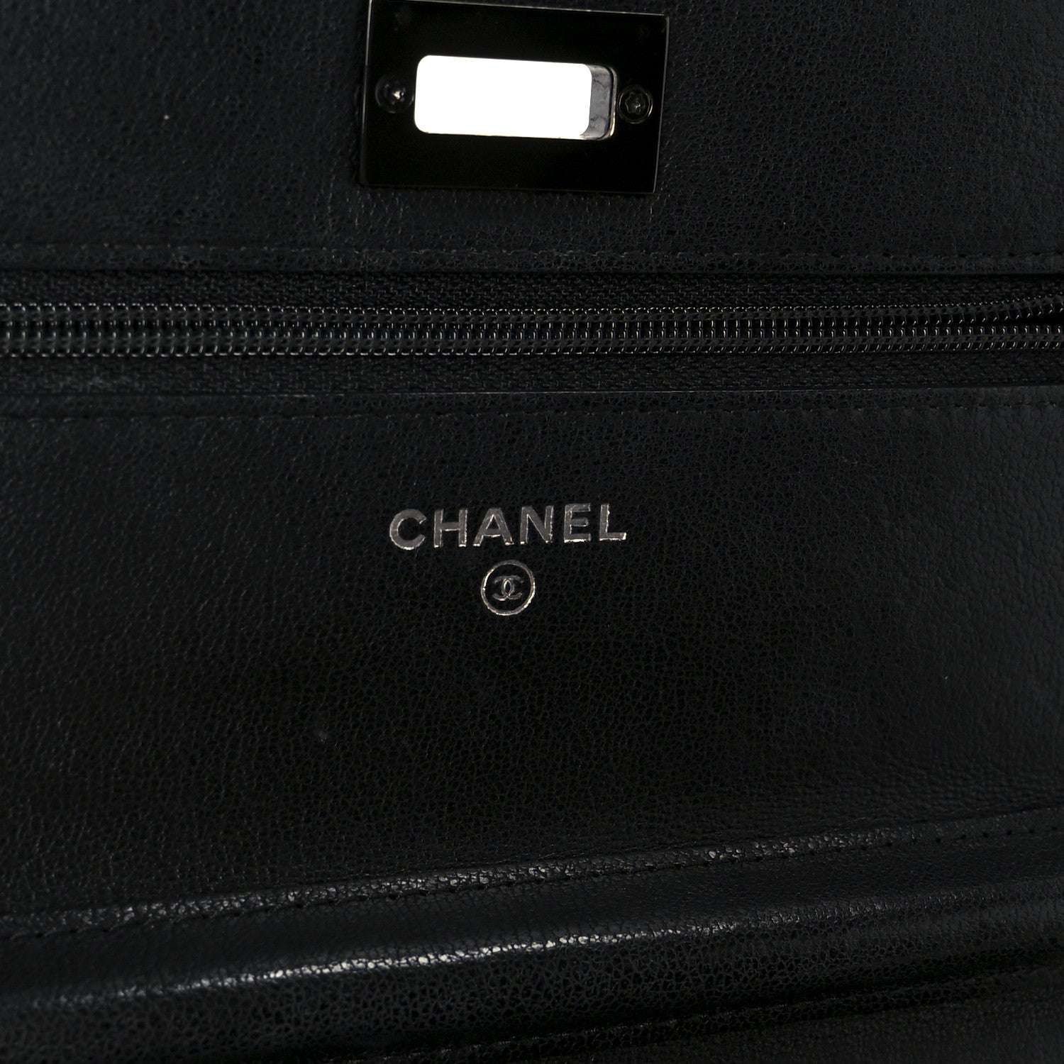 Chanel Sheepskin Chevron Reissue Wallet On Chain WOC So Black 6 of 12