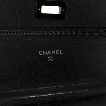 Chanel Sheepskin Chevron Reissue Wallet On Chain WOC So Black 6 of 12
