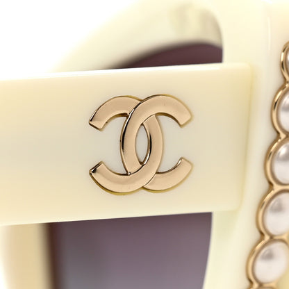 Chanel Acetate Pearl Cat Eye CC Sunglasses 5481-H White 8 of 9