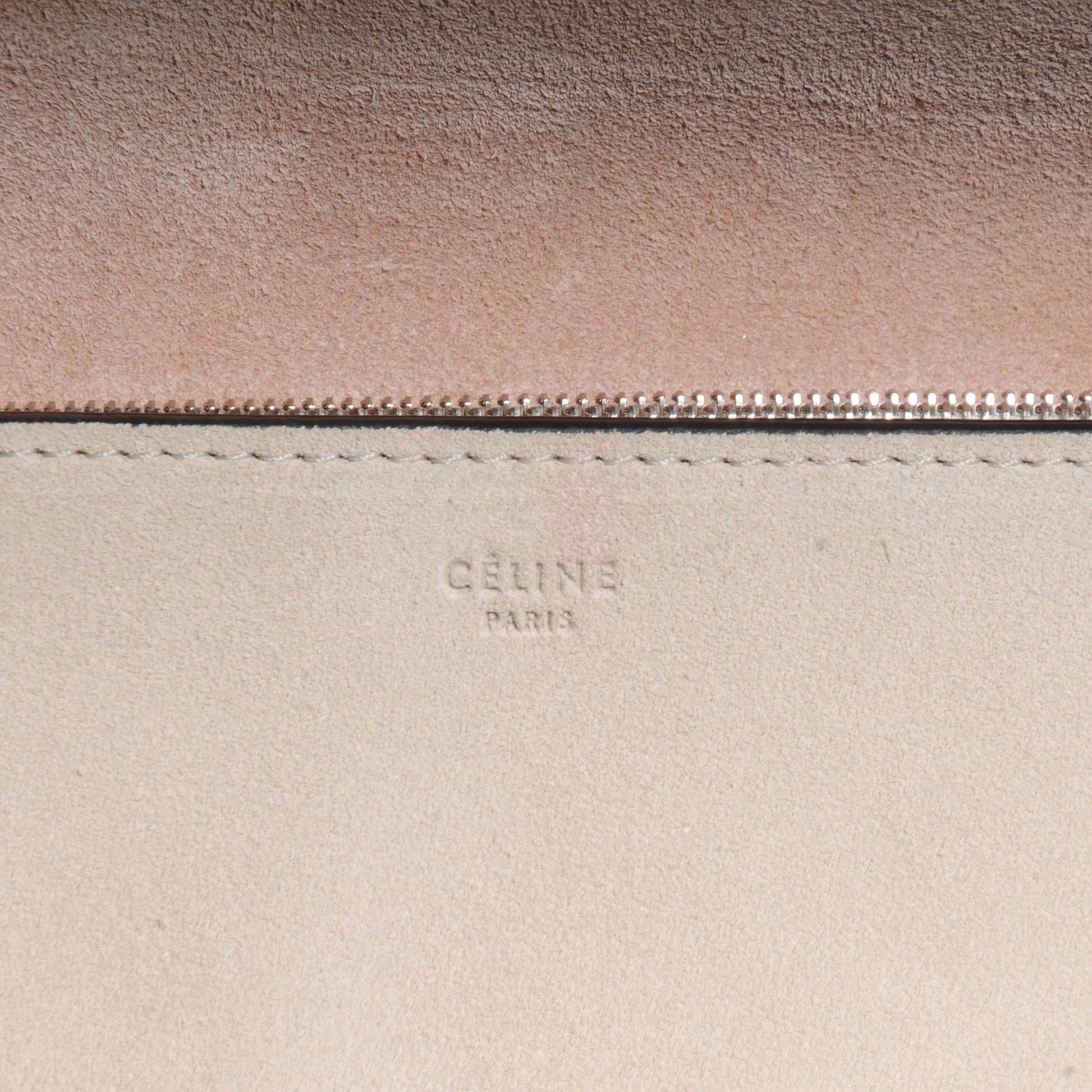 Celine Leather Suede Diamond Clutch White Beige 5 of 8