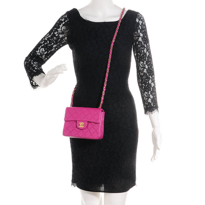Chanel Lambskin Quilted Mini Square Flap Fuchsia 2 of 7