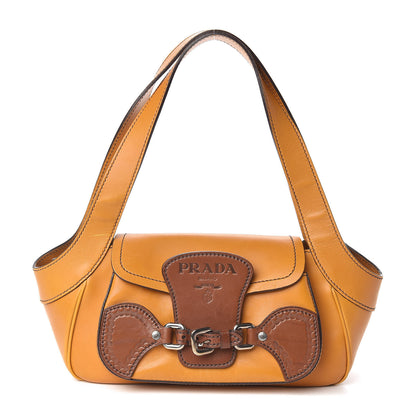 Prada Vitello Shoulder Bag Ocra Noce 1 of 13