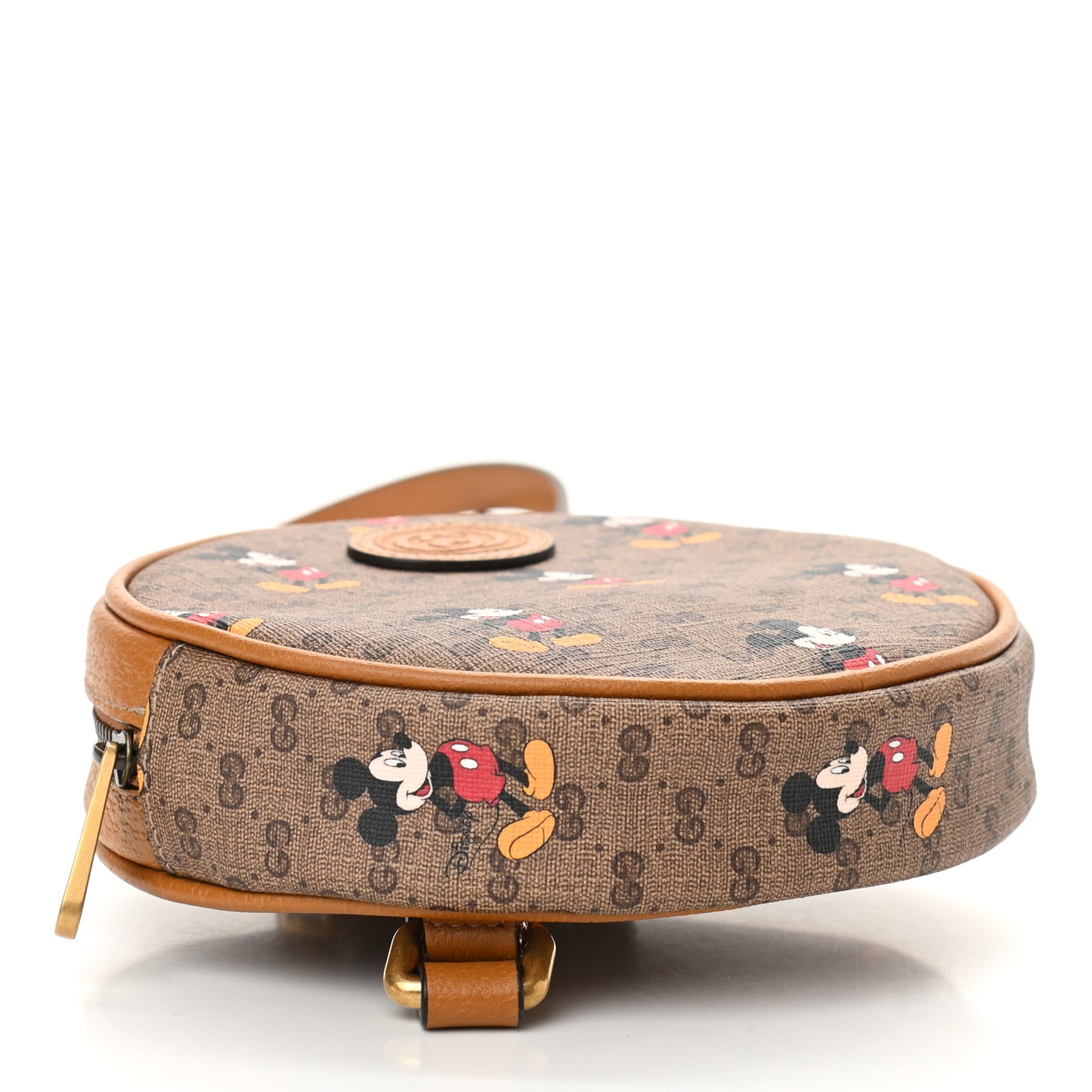 X DISNEY Mini Vintage GG Supreme Monogram Mickey Mouse Round Backpack Beige Vintage Sun Oil