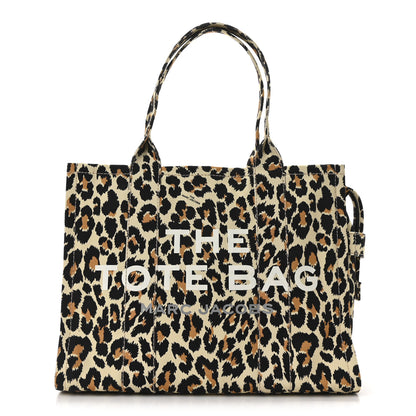 Marc Jacobs Cotton Canvas Leopard Print Large The Traveler Tote Bag 1 of 10