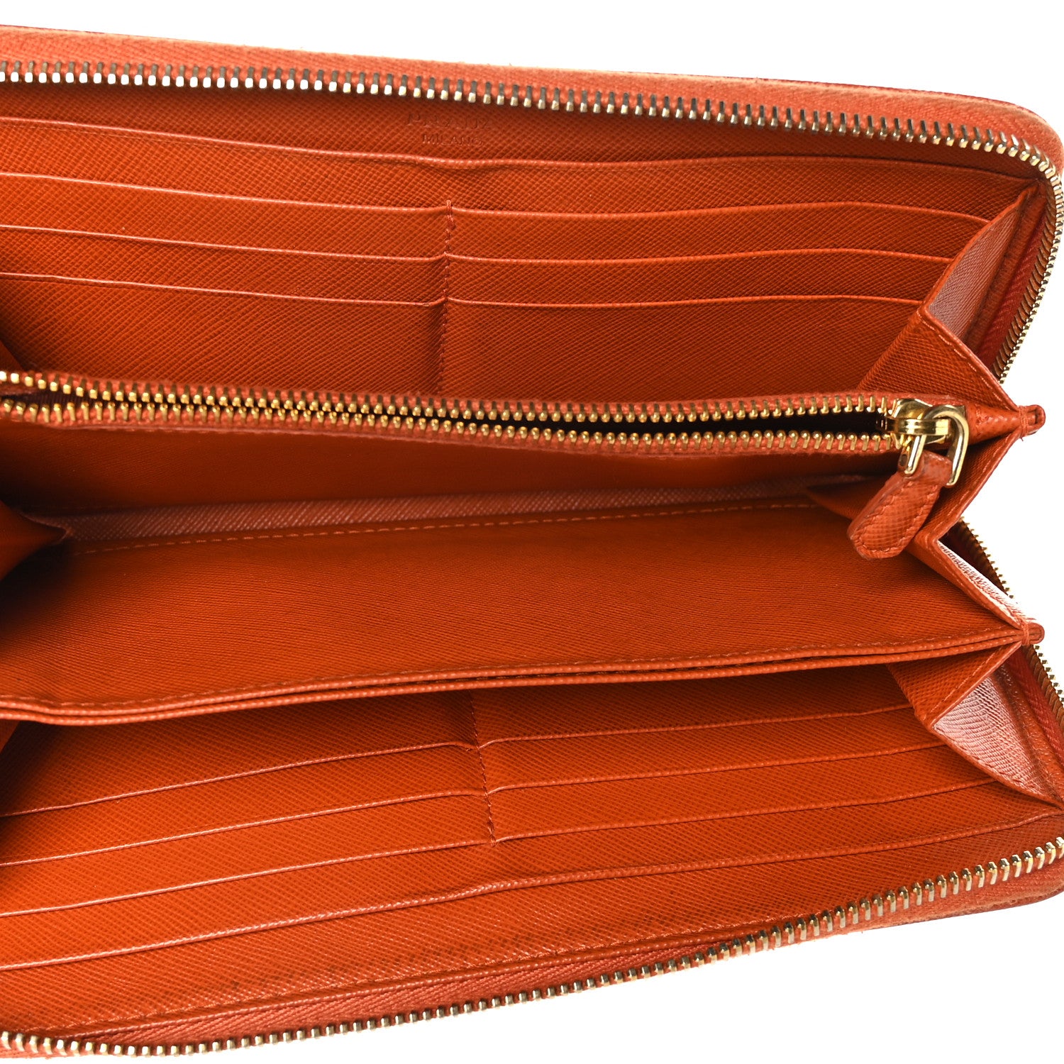 Prada Saffiano Metal Zip Around Wallet Rame 5 of 10