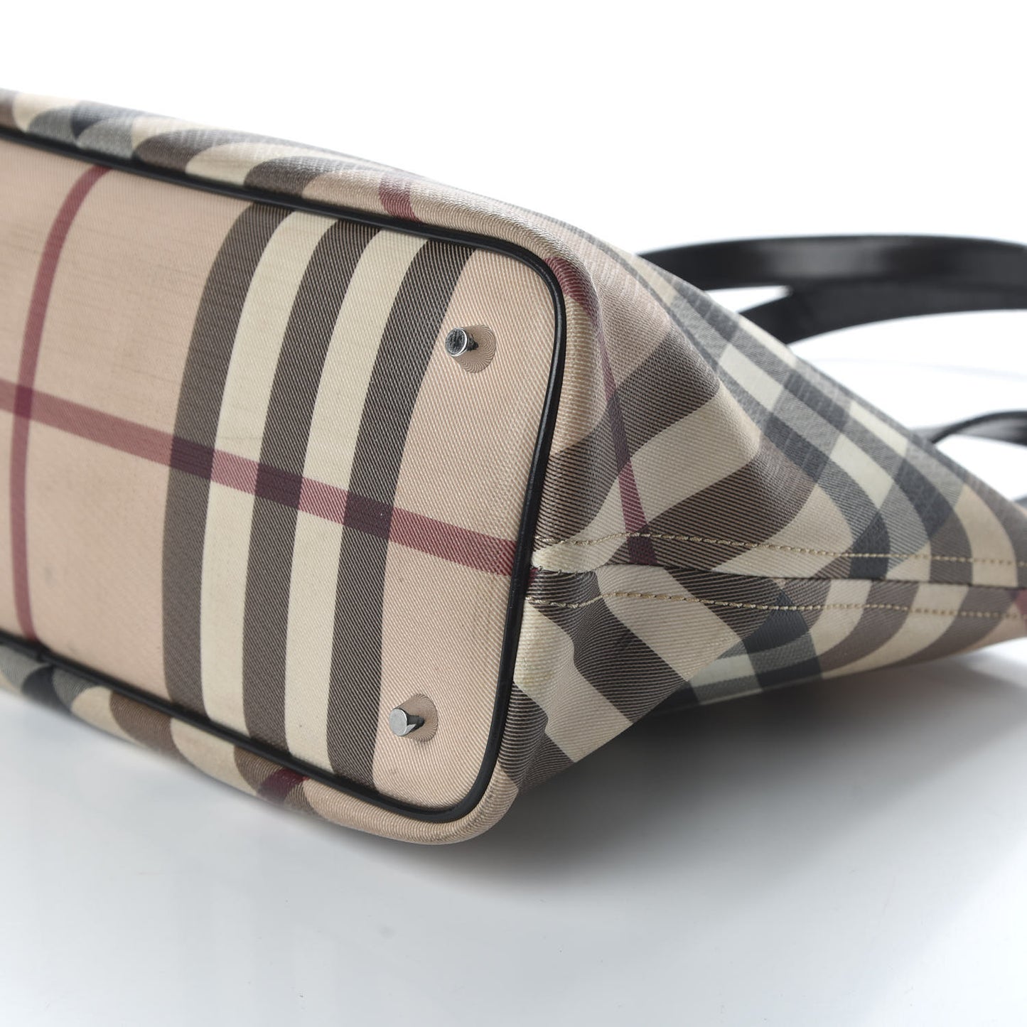 Patent Trim Nova Check Shopper Tote Black